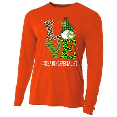 Reading Specialist Love St Patricks Day Gnome Leopard Gift Cooling Performance Long Sleeve Crew