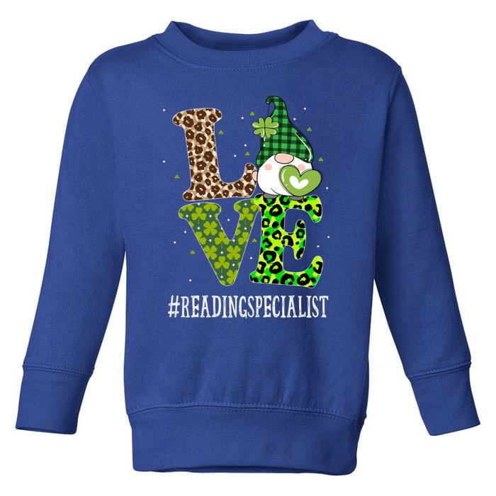 Reading Specialist Love St Patricks Day Gnome Leopard Gift Toddler Sweatshirt