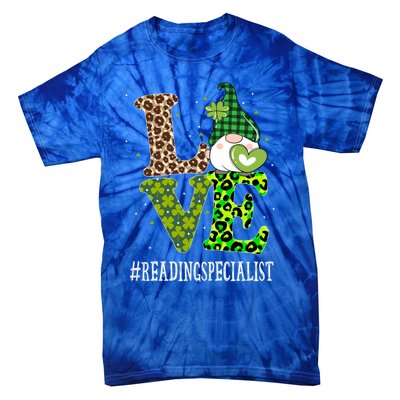 Reading Specialist Love St Patricks Day Gnome Leopard Gift Tie-Dye T-Shirt