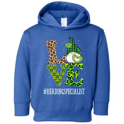 Reading Specialist Love St Patricks Day Gnome Leopard Gift Toddler Hoodie