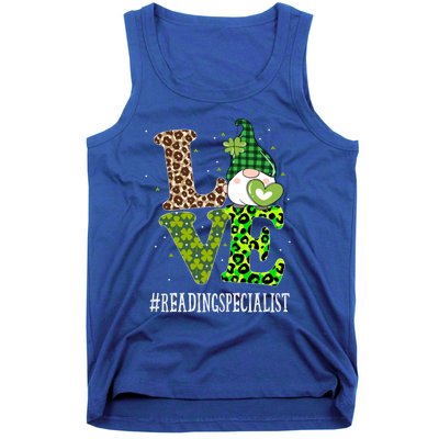 Reading Specialist Love St Patricks Day Gnome Leopard Gift Tank Top