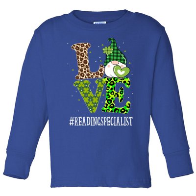 Reading Specialist Love St Patricks Day Gnome Leopard Gift Toddler Long Sleeve Shirt