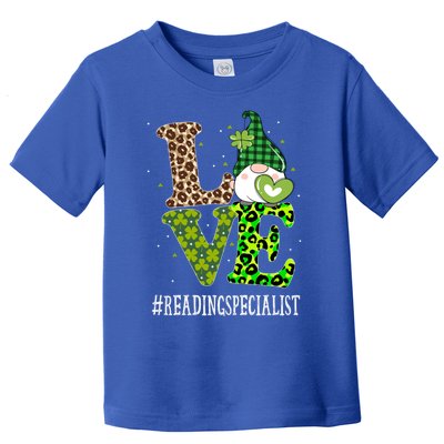 Reading Specialist Love St Patricks Day Gnome Leopard Gift Toddler T-Shirt