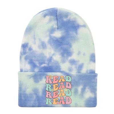 Read School Librarian Life Teacher Reading Groovy Read Tie Dye 12in Knit Beanie