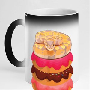 Reptile Snake Lovers Ball Python With Doughnuts 11oz Black Color Changing Mug