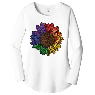 Rainbow Sunflower LGBTQ Flag Pride Month Women's Perfect Tri Tunic Long Sleeve Shirt