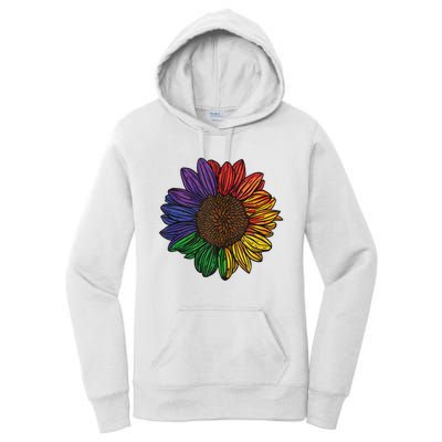 Rainbow Sunflower LGBTQ Flag Pride Month Women's Pullover Hoodie