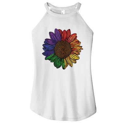 Rainbow Sunflower LGBTQ Flag Pride Month Women’s Perfect Tri Rocker Tank