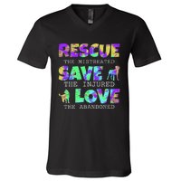 Rescue Save Love For A Animal Lover Dog Rescue Animal Rescue V-Neck T-Shirt