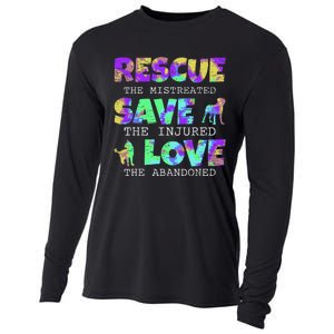 Rescue Save Love For A Animal Lover Dog Rescue Animal Rescue Cooling Performance Long Sleeve Crew