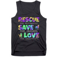 Rescue Save Love For A Animal Lover Dog Rescue Animal Rescue Tank Top