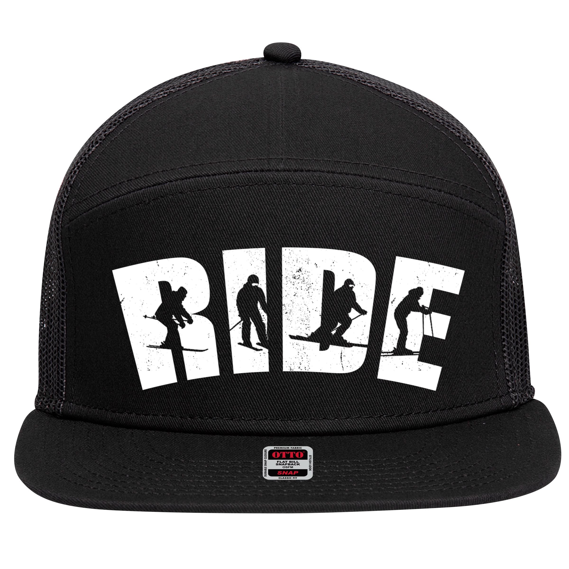 Ride Ski Lover Gift 7 Panel Mesh Trucker Snapback Hat