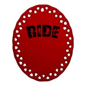 Ride Ski Lover Gift Ceramic Oval Ornament