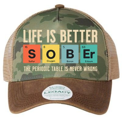 Recovery Sobriety Life Is Better Sober Periodic Table Legacy Tie Dye Trucker Hat