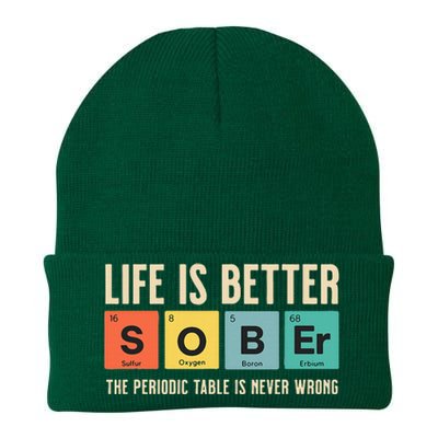 Recovery Sobriety Life Is Better Sober Periodic Table Knit Cap Winter Beanie