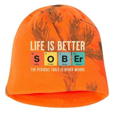 Recovery Sobriety Life Is Better Sober Periodic Table Kati - Camo Knit Beanie