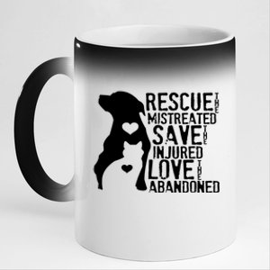 Rescue Save Love: Animal Rescue Dog Lover Cat Lover Gift 11oz Black Color Changing Mug