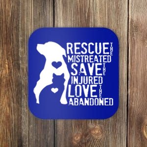 Rescue Save Love: Animal Rescue Dog Lover Cat Lover Gift Coaster