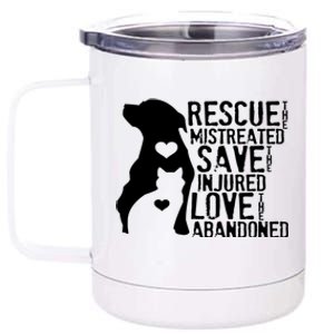 Rescue Save Love: Animal Rescue Dog Lover Cat Lover Gift 12 oz Stainless Steel Tumbler Cup