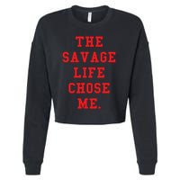 Red Savage Life Chose Me Cropped Pullover Crew