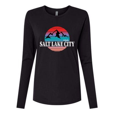 Retro Salt Lake City Utah Womens Cotton Relaxed Long Sleeve T-Shirt