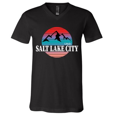 Retro Salt Lake City Utah V-Neck T-Shirt