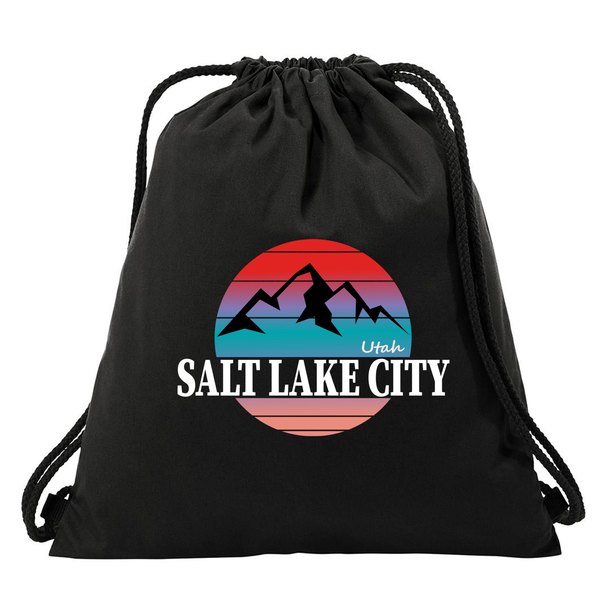 Retro Salt Lake City Utah Drawstring Bag