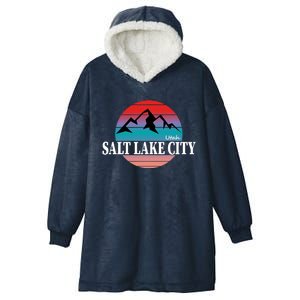 Retro Salt Lake City Utah Hooded Wearable Blanket