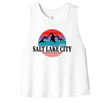 Retro Salt Lake City Utah Women's Racerback Cropped Tank