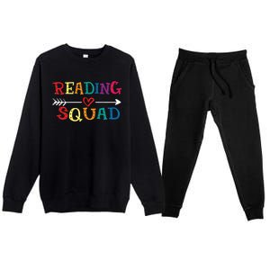 Reading Squad Love Reading Teacher Appreciation Great Gift Premium Crewneck Sweatsuit Set