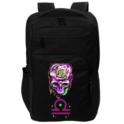 Rose Skull Libra Zodiac Gift Impact Tech Backpack