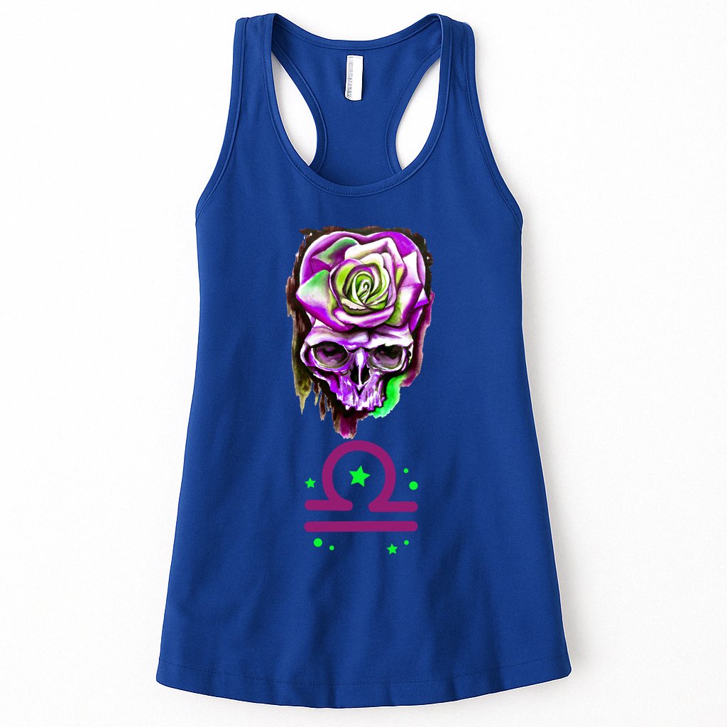 Rose Skull Libra Zodiac Gift Womens Tank Top