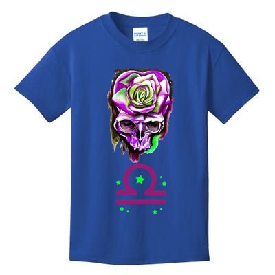 Rose Skull Libra Zodiac Gift Kids T-Shirt