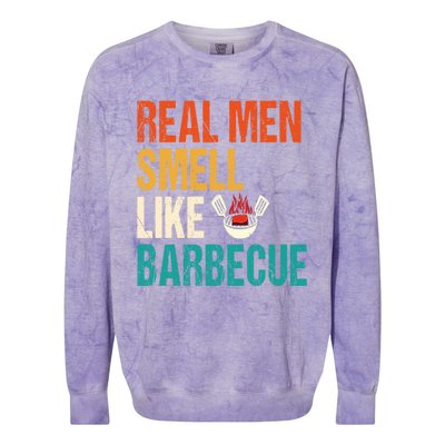 Real Smell Like Barbecue Barbecuing Grilling Bbq Vintage Gift Colorblast Crewneck Sweatshirt