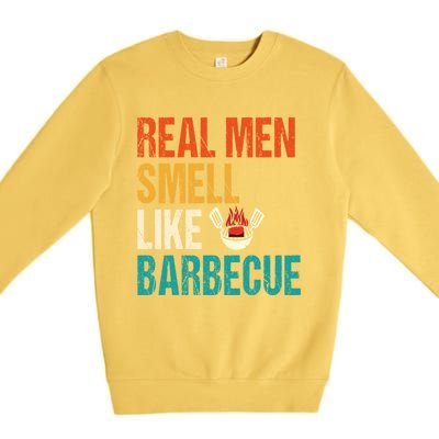 Real Smell Like Barbecue Barbecuing Grilling Bbq Vintage Gift Premium Crewneck Sweatshirt