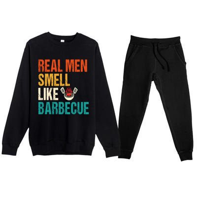 Real Smell Like Barbecue Barbecuing Grilling Bbq Vintage Gift Premium Crewneck Sweatsuit Set