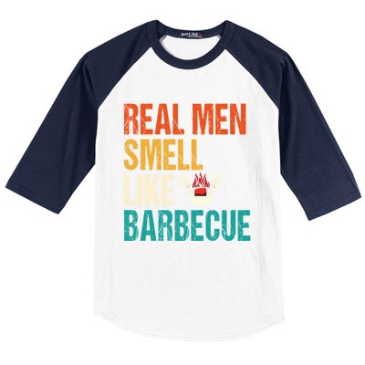 Real Smell Like Barbecue Barbecuing Grilling Bbq Vintage Gift Baseball Sleeve Shirt