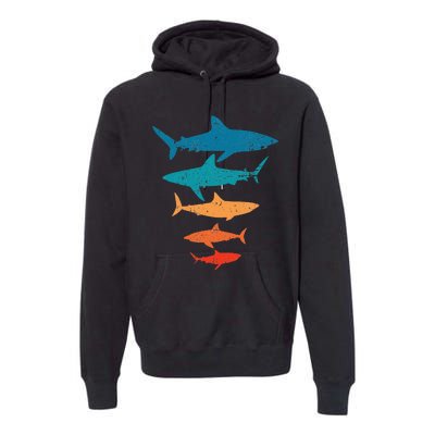 retro Shark Lover Gift Shark animal Premium Hoodie