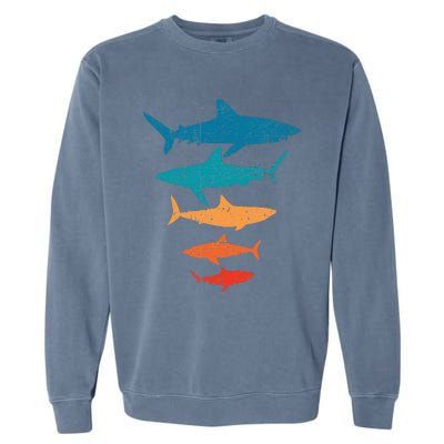 retro Shark Lover Gift Shark animal Garment-Dyed Sweatshirt