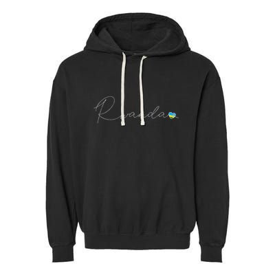 Rwanda Simple Love Rwandan Flag Heart On Rwanda Garment-Dyed Fleece Hoodie