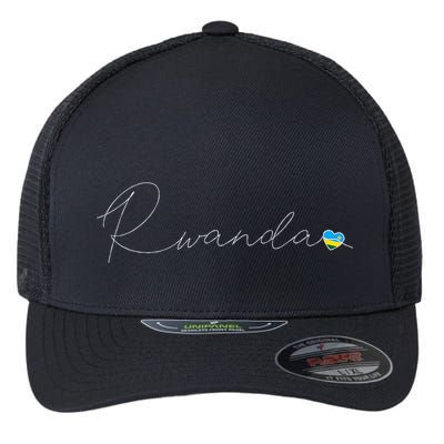 Rwanda Simple Love Rwandan Flag Heart On Rwanda Flexfit Unipanel Trucker Cap