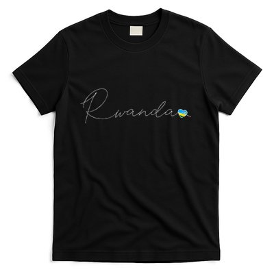 Rwanda Simple Love Rwandan Flag Heart On Rwanda T-Shirt