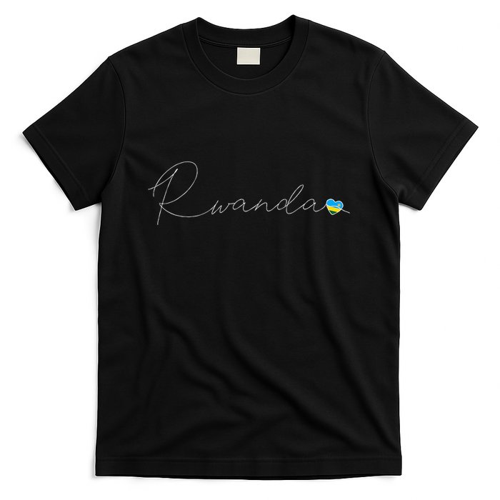 Rwanda Simple Love Rwandan Flag Heart On Rwanda T-Shirt