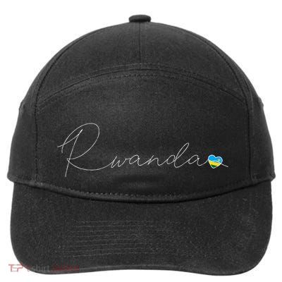 Rwanda Simple Love Rwandan Flag Heart On Rwanda 7-Panel Snapback Hat