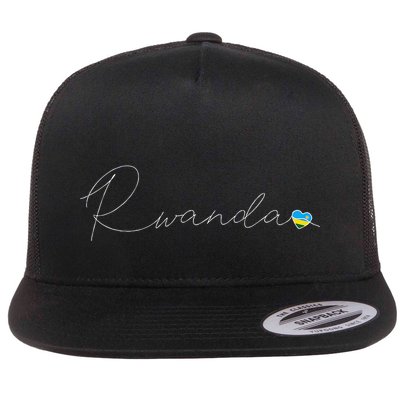 Rwanda Simple Love Rwandan Flag Heart On Rwanda Flatbill Hat