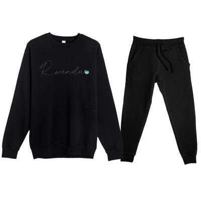 Rwanda Simple Love Rwandan Flag Heart On Rwanda Premium Crewneck Sweatsuit Set