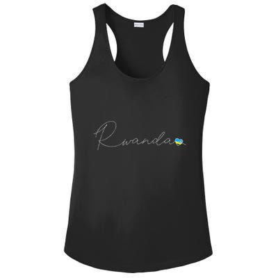 Rwanda Simple Love Rwandan Flag Heart On Rwanda Ladies PosiCharge Competitor Racerback Tank