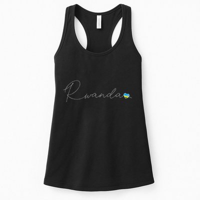 Rwanda Simple Love Rwandan Flag Heart On Rwanda Womens Tank Top