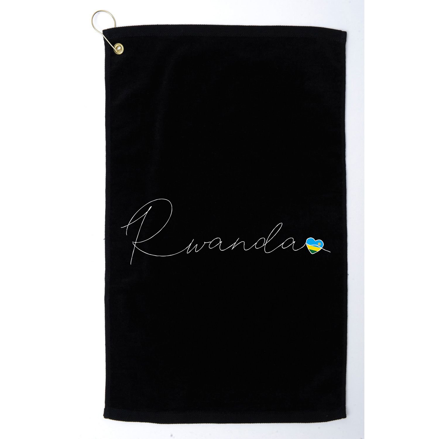 Rwanda Simple Love Rwandan Flag Heart On Rwanda Golf Towel
