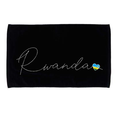 Rwanda Simple Love Rwandan Flag Heart On Rwanda Microfiber Hand Towel